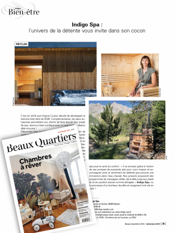 Indigo Spa dans le magazine Beaux Quartiers d'Automne 2023